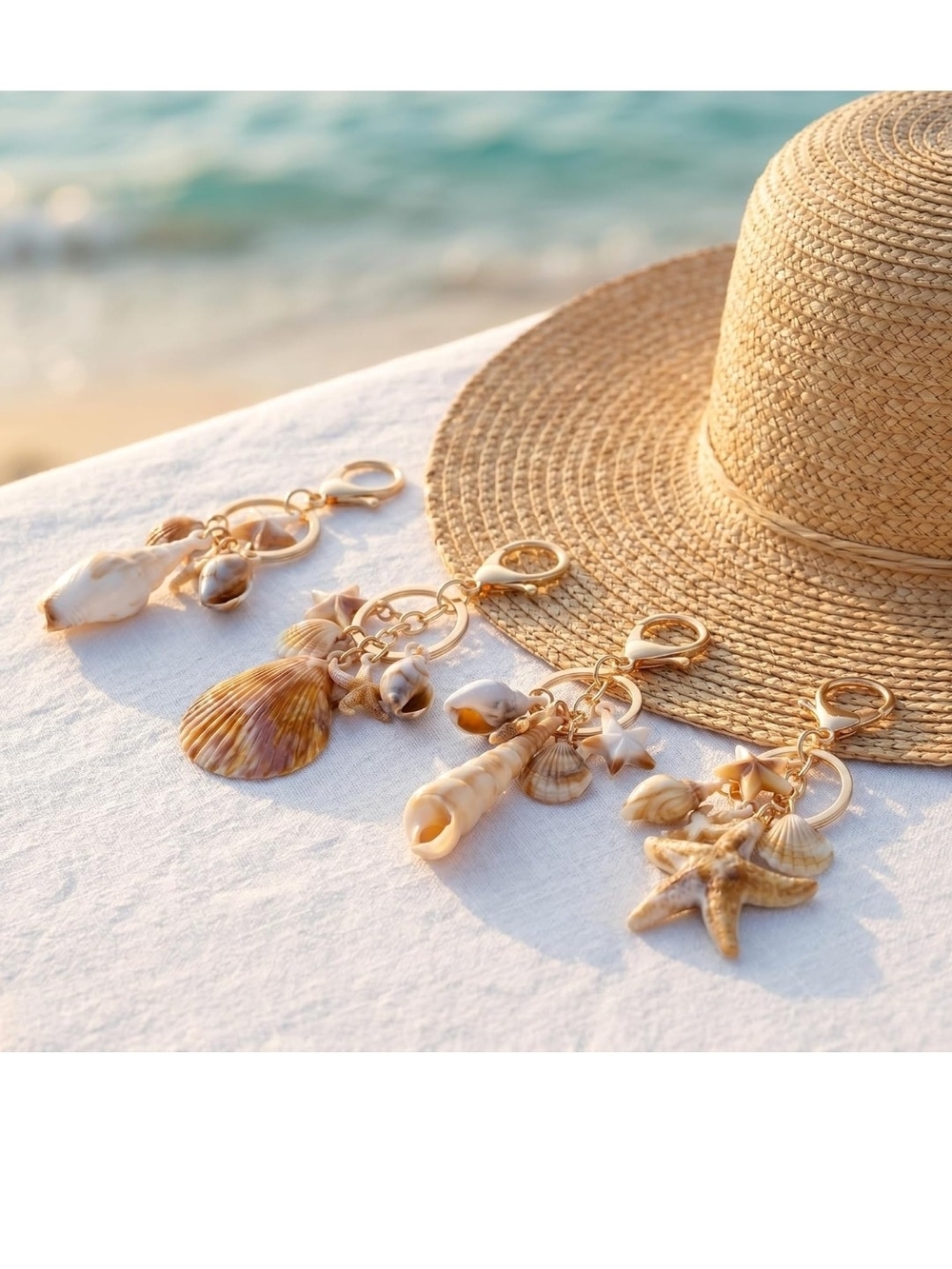Seashell Charm Keychains - Gold Hardware - Picture 7 of 7